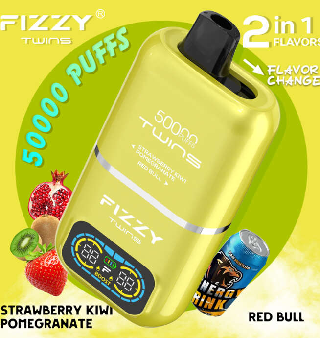 Fizzy Twins 50000 Mr Blue, e-papieros Fizzy Twins, eksplozja jagód vape, naturalne aromaty Fizzy - Fizzy Twins 50000 50k Puffs 2% 5% Nikotynowy podwójny smak ...