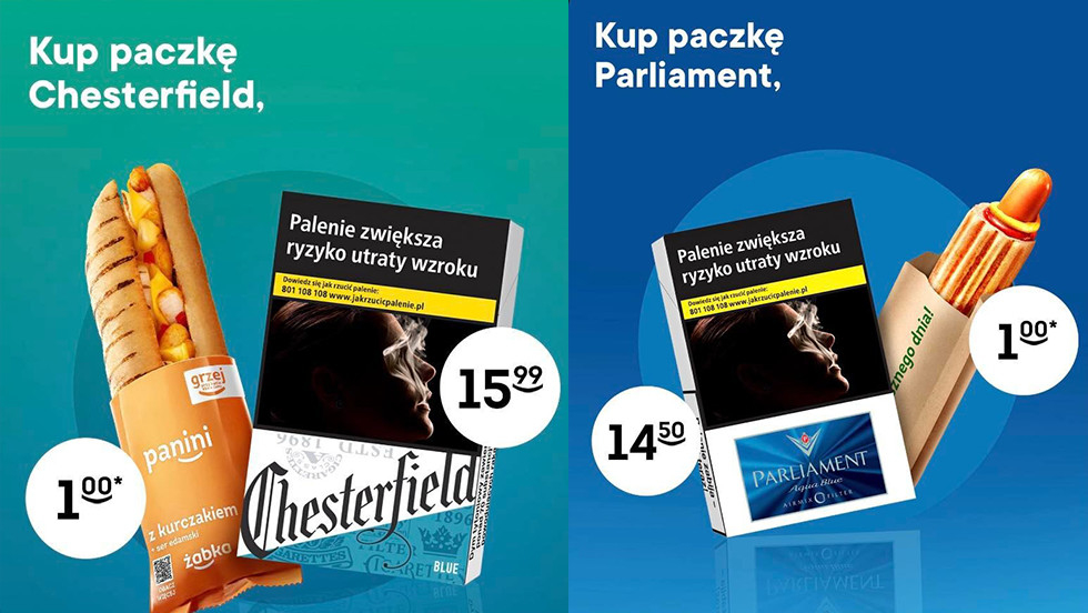 klient kupuje e-papieros w Żabce rano, hot-dog i jednorazówka sklep spożywczy - Żabka promuje hot dogi za 1 zł przy zakupie papierosów ...