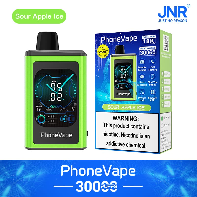 E-papieros z ekranem dotykowym, innowacyjny vape technologia, regulacja przepływu powietrza vape, podwójne grzałki Dual Mesh - JNR Phone Vape 30000 Puffs | 2% nikotyna, 19mL, ekran dotykowy ...