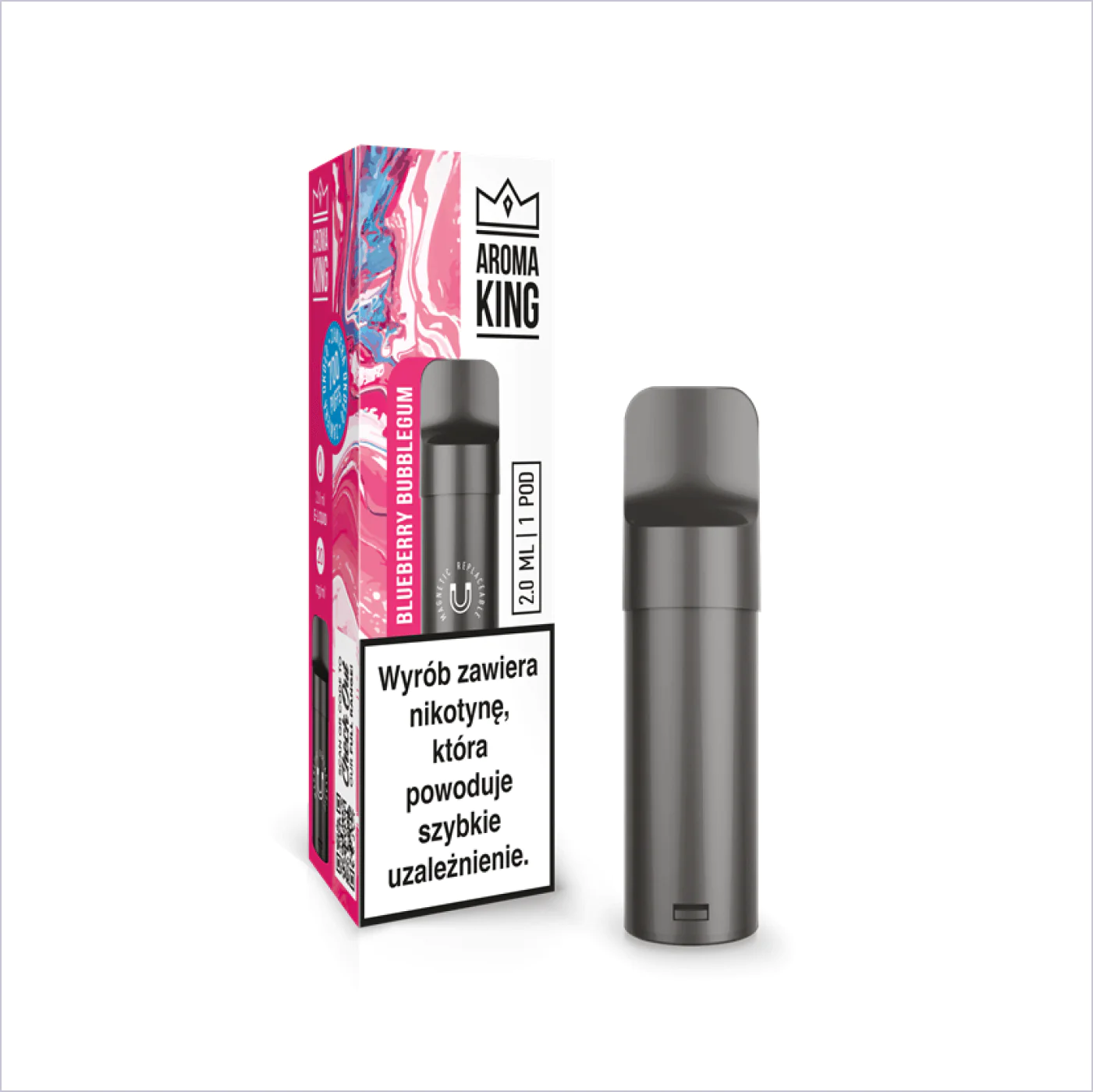 Vape Vuse Żabka, e-papieros Crystal, Aroma King jednorazówka, standardowy vape 2ml, typowe e-papierosy Żabka - Aroma King Epod Wkład 20mg Salt 2ml Blueberry Bubblegum – Hookahteka