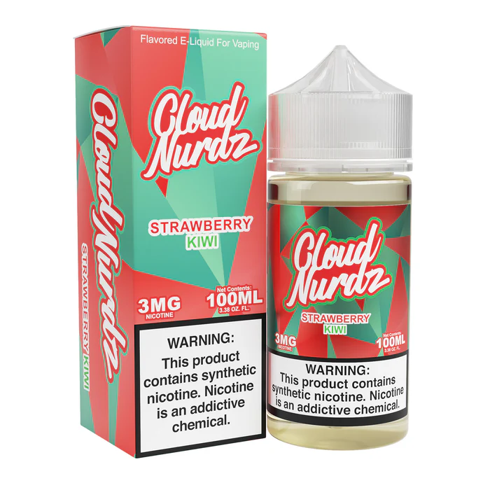 smaki e-papierosów 0mg, owocowe vape, różnorodność smaków liquidów, Strawberry Kiwi, Gummy Bear vape - Cloud Nurdz Strawberry Kiwi eJuice — eJuiceDirect