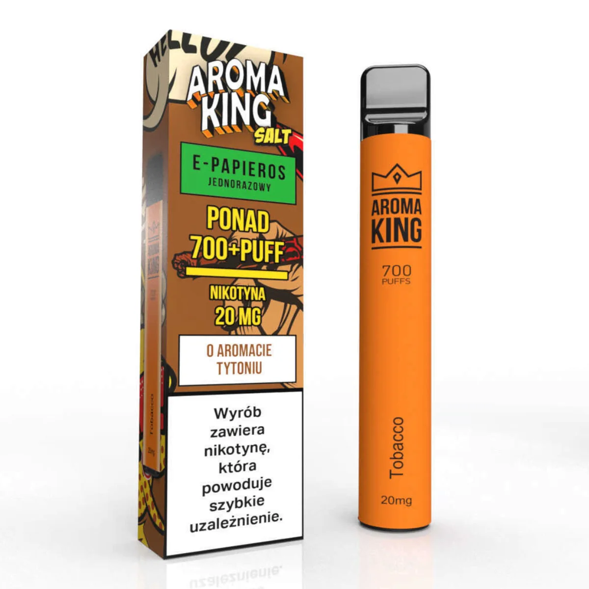 e-papieros smak tytoniowy, nieudany smak tytoniu vape, mokry karton jednorazówka - Aroma King 700 Classic 20mg Tobacco