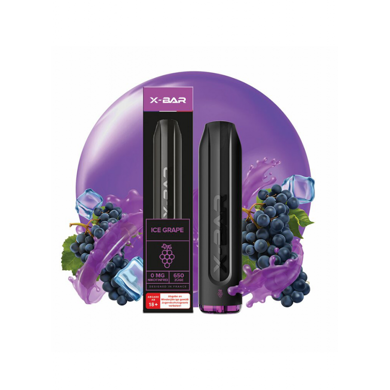 e-papieros bez smaku, nudne smaki vape 0mg, ograniczone smaki Żabka - Jednorazowy e-papieros bez nikotyny X-Bar Ice Grape