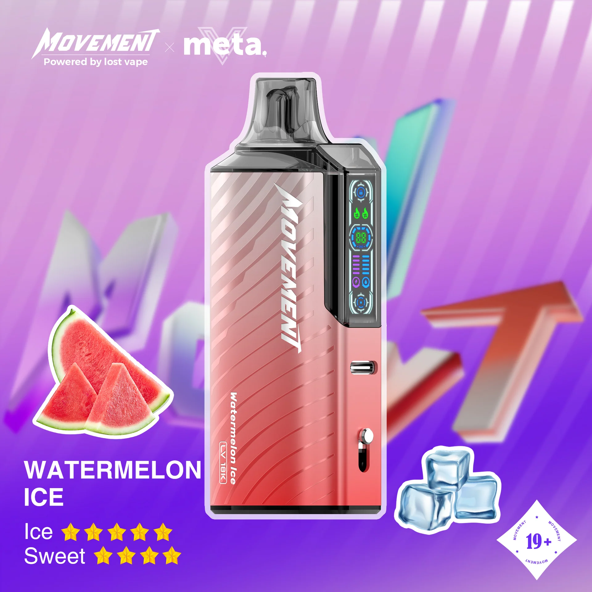 smak arbuza z lodem e-papieros, L8 Vape Watermelon Ice, czysty arbuz coolada, orzeźwiający smak vape - Lost Vape Movement LV 18K Disposable Vape - Watermelon Ice – Cloud ...