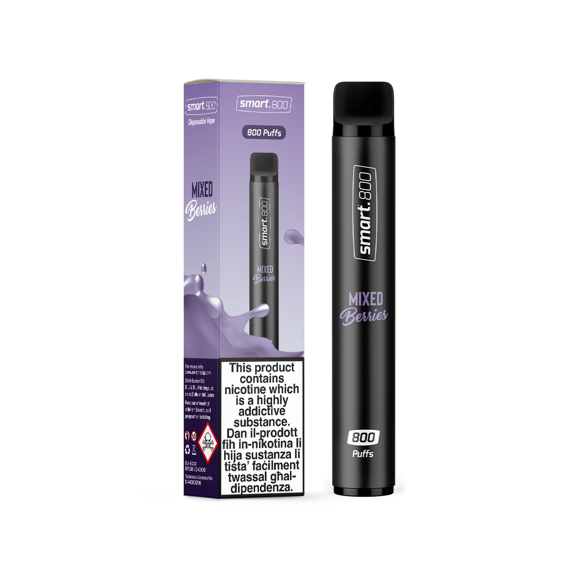 18 Vape 800 Puffs mały e-papieros, kompaktowy jednorazowy vape, kieszonkowy mixed berries - Smart.800™ - Mixed Berries (800 puffs) - SwitchEcig.com