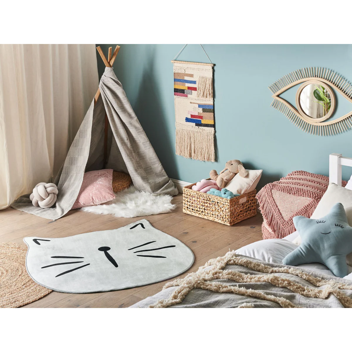 rodzic wapujący salon dziecko kot dywan e-papieros hifancy wieczór - Dywan dziecięcy kot ⌀ 100 cm szary KITTY