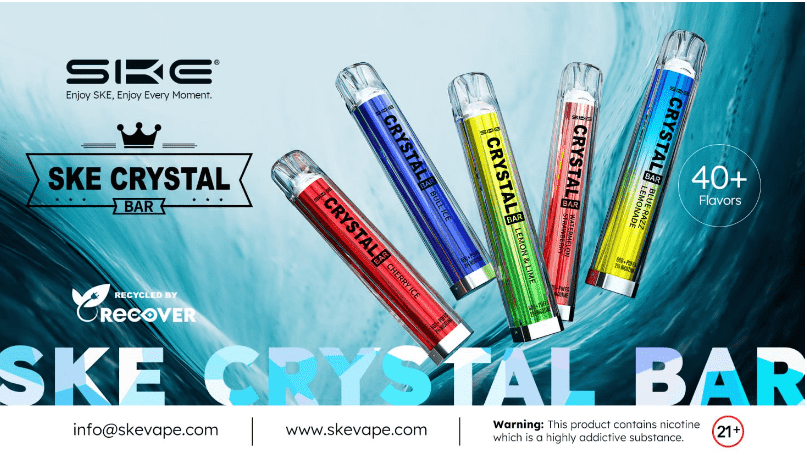 Ewolucja designu e-papierosa, stary vape vs nowy, SKE Crystal Bar wygląd, innowacyjny e-papieros, przezroczysta obudowa - Counterfeit SKE Crystal Bar Disposables are on the Rise in the UK ...