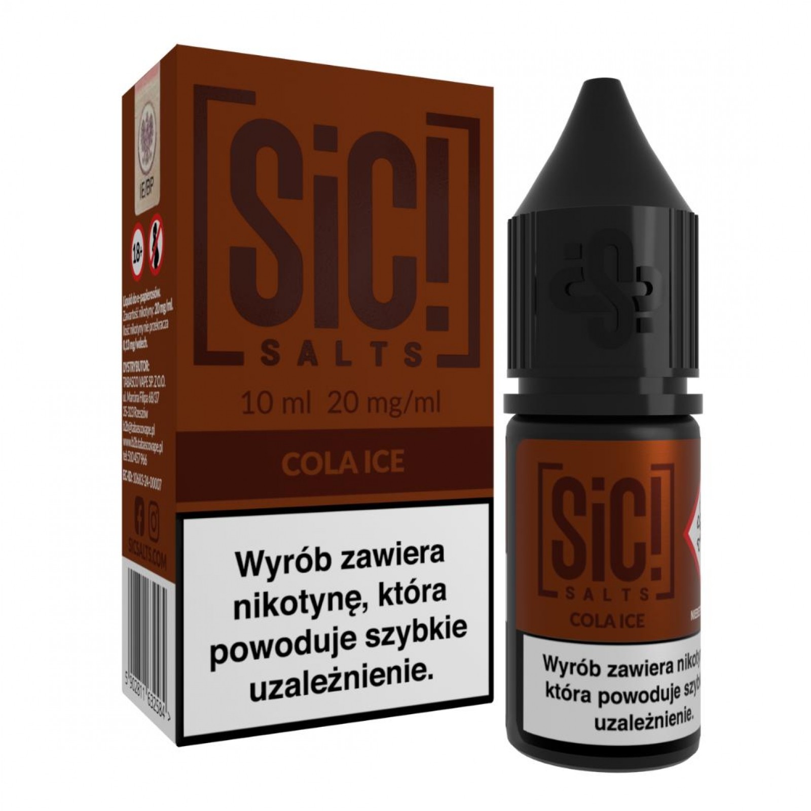 Cola Ice vape, Hifancy 45k cola, e-liquid smak coli, kostki lodu, szklanka coli, orzeźwiający vape - Liquid do e-papierosa SIC! SALTS 10ml Cola Ice 20mg - e-papierosy.pl