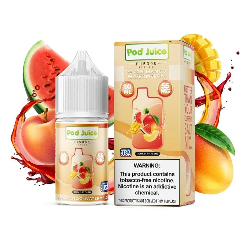 Peach Mango Watermelon vape, brzoskwinia mango arbuz smak, tropikalny e-liquid, Hifancy smaki - Peach Mango Watermelon PJ5000 SALT - Pod Juice | Giant Vapes