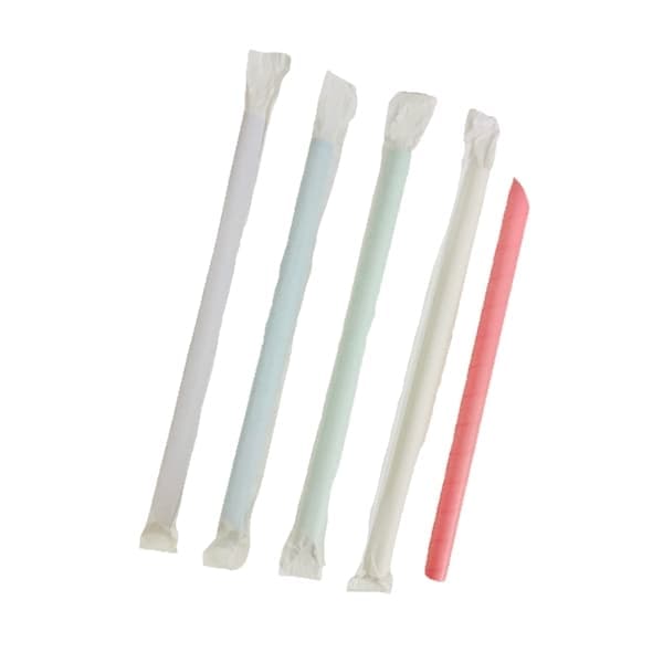 papierowa słomka rozmoknięta, mokra słomka, niesmaczny e-papieros, problem z papierową obudową - Słomki papierowe Bubble Tea w papierku, ścięte z jednej strony ...