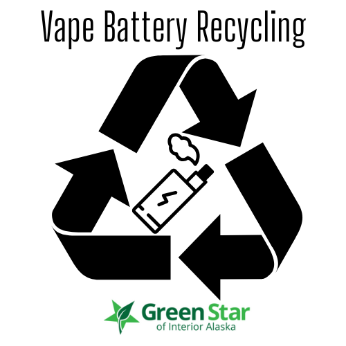 zużyty vape recykling, program take-back e-papierosy, stary za nowy symbol - Green Star of Interior Alaska-Vape Battery Recycling Initiative