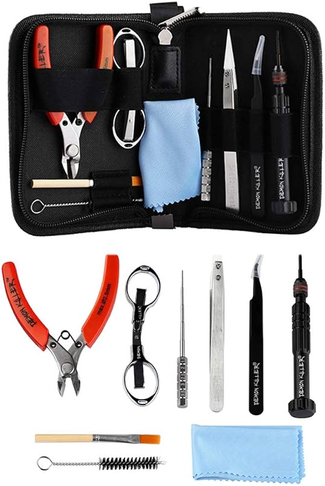 domowy zestaw narzędzi do e-papierosa, spinacz biurowy chusteczka patyczek suszarka, DIY czyszczenie vape - DIY zestaw V3 Vape narzędzie cewka jig pęseta szczypce cewka ...