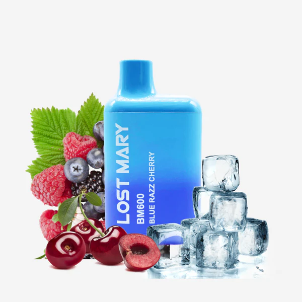 Lost Mary Blue Razz Cherry vape, intensywny smak e-papierosa, gęsty owocowy syrop vape, Lost Mary BM600 blue razz - LOST MARY BM600 BLUE RAZZ CHERRY - Lost Mary