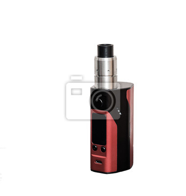 uszkodzony Box Mod, pęknięty atomizer, zepsuty e-papieros, wyrobiony gwint vape, zepsuty sprzęt do e-papierosa - Obraz e-papieros box vaping mod izolowane. Uszkodzone Cieknący ...