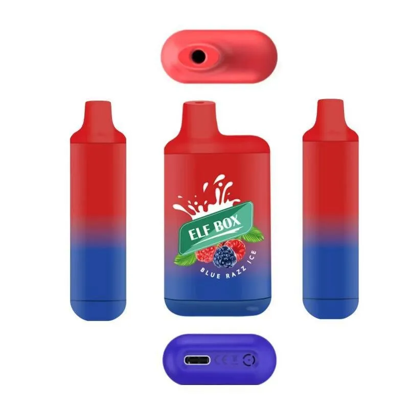 jednorazowy e-papieros podróż autokarowa vaping sprzęt niezawodny - ELF BOX 5000 Puffs 0% 2% 3% 5% Nikotynowe jednorazowe pióro Vape ...