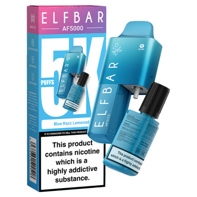 Elf Bar Blue Razz Lemonade, klasyczny e-papieros niebieska malina, zbalansowany smak vape, Elf Bar AF5000 blue razz - Elf Bar AF5000 Blue Razz Lemonade Pod Kit - Vape Juicez