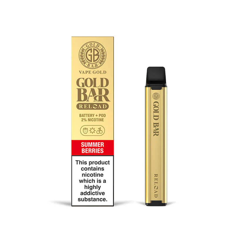 złota sztabka vape, elektroniczny papieros złoty, gold bar vape wygląd, luksusowy e-papieros - Gold Bar Reload Prefilled Pod Vape Kit 20mg | Vapestore UK