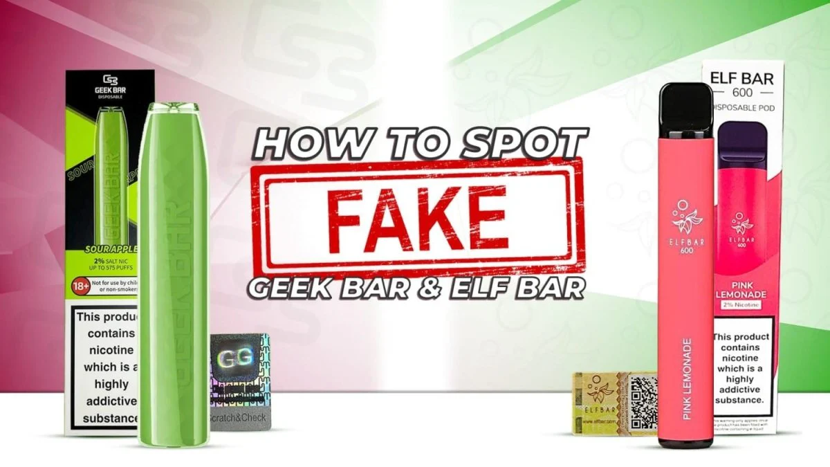 hologram Elf Bar oryginalny, naklejka hologramowa podróbka vape, porównanie hologram e-papieros, zabezpieczenia autentyczności vape - Geek Bar & Elf Bar Fake or Real? | How To Spot Check Yours!
