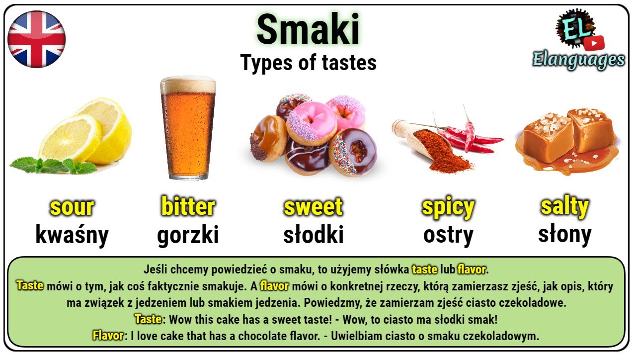 Smaki - Smaki, rodzaje smaków po angielsku - Types of tastes in English