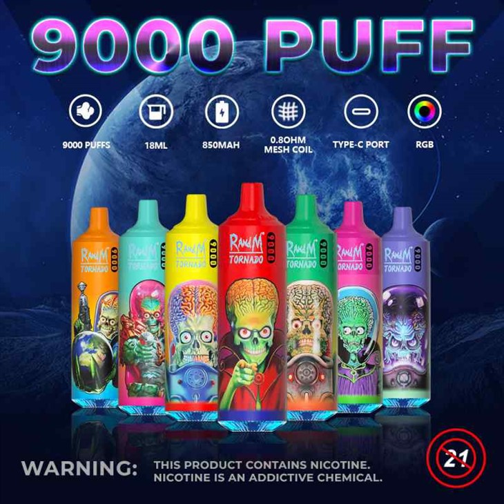 RandM Tornado 9000 RGB, e-papieros z obcymi grafikami, kolorowe światła vape impreza, Tornado 9000 design - Chiny Dostosowane losowe Tornado 9000 Sigaretta Elettronica ...