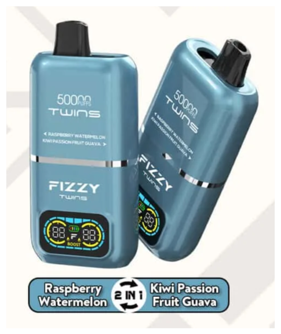 Fizzy Twins 50000 dual flavor vape, e-papieros z dwoma smakami arbuz guma balonowa, Fizzy Twins przełącznik smaku - FIZZY TWINS DWUSMAKOWE 50000 PUFFS - Najlepsze Tanie Jednorazówki ...