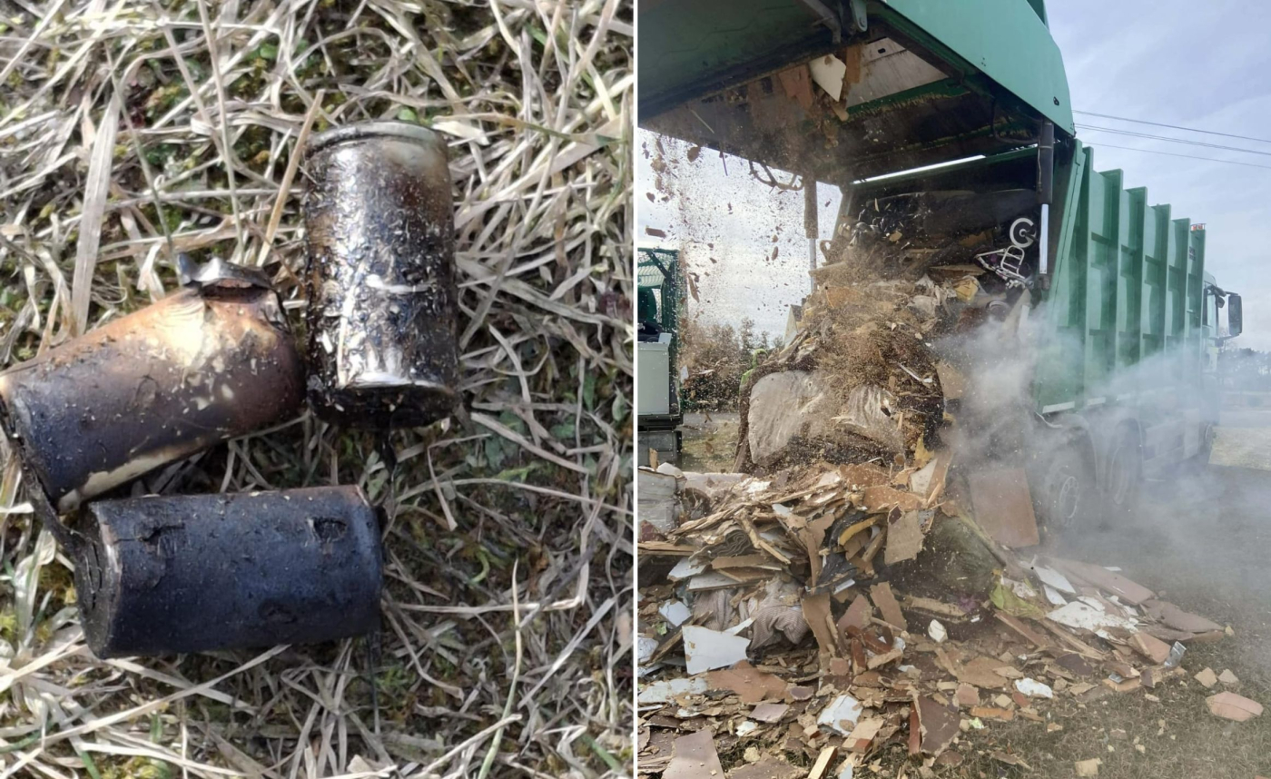 wybuch baterii w śmieciarce, pożar śmieciarka odpady elektroniczne, zgniatarka śmieci ogień - Pożar śmieciarki w Ludzisławicach. Wybuch baterii w gabarytach