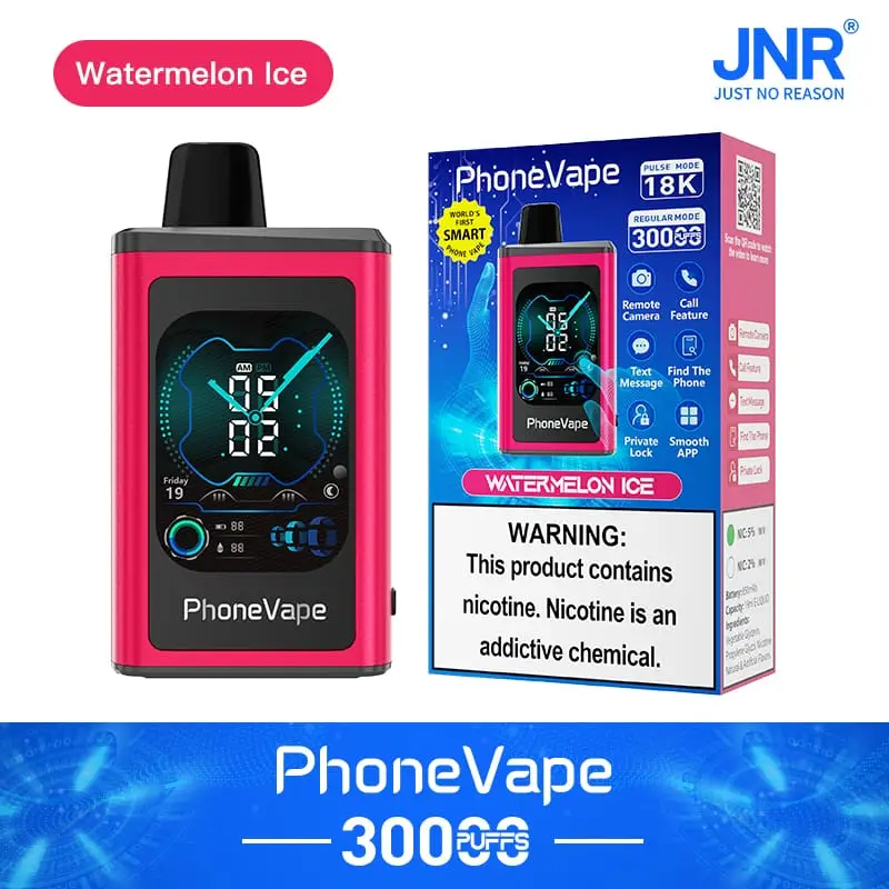 e-papieros z wyświetlaczem, smart vape screen, inteligentny vape wyświetlacz, vape z ekranem dotykowym, informacje na ekranie vape - JNR Phone Vape 30000 Puffs | 2% nikotyna, 19mL, ekran ...