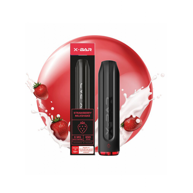 podróbka e-papierosa bazar, fałszywy vape niska jakość, mokry karton e-papieros, nieoryginalne jednorazówki - Jednorazowy e-papieros bez nikotyny X-Bar Strawberry Milkshake