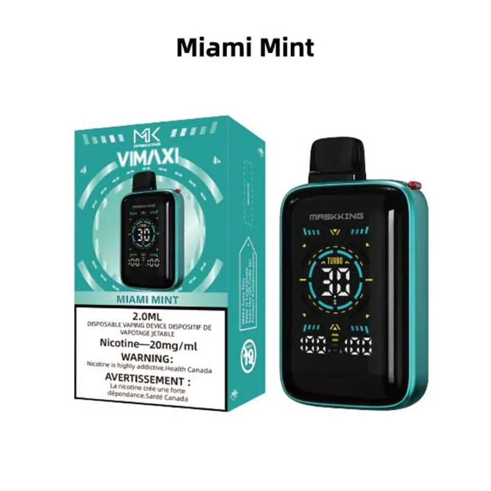 Maskking Miami Mint smak, e-papieros miętowy tropikalny, palmy Miami vape, orzeźwiający koktajl - Maskking Vimaxi Disposable Miami Mint 20mg 2ml – wickz vape