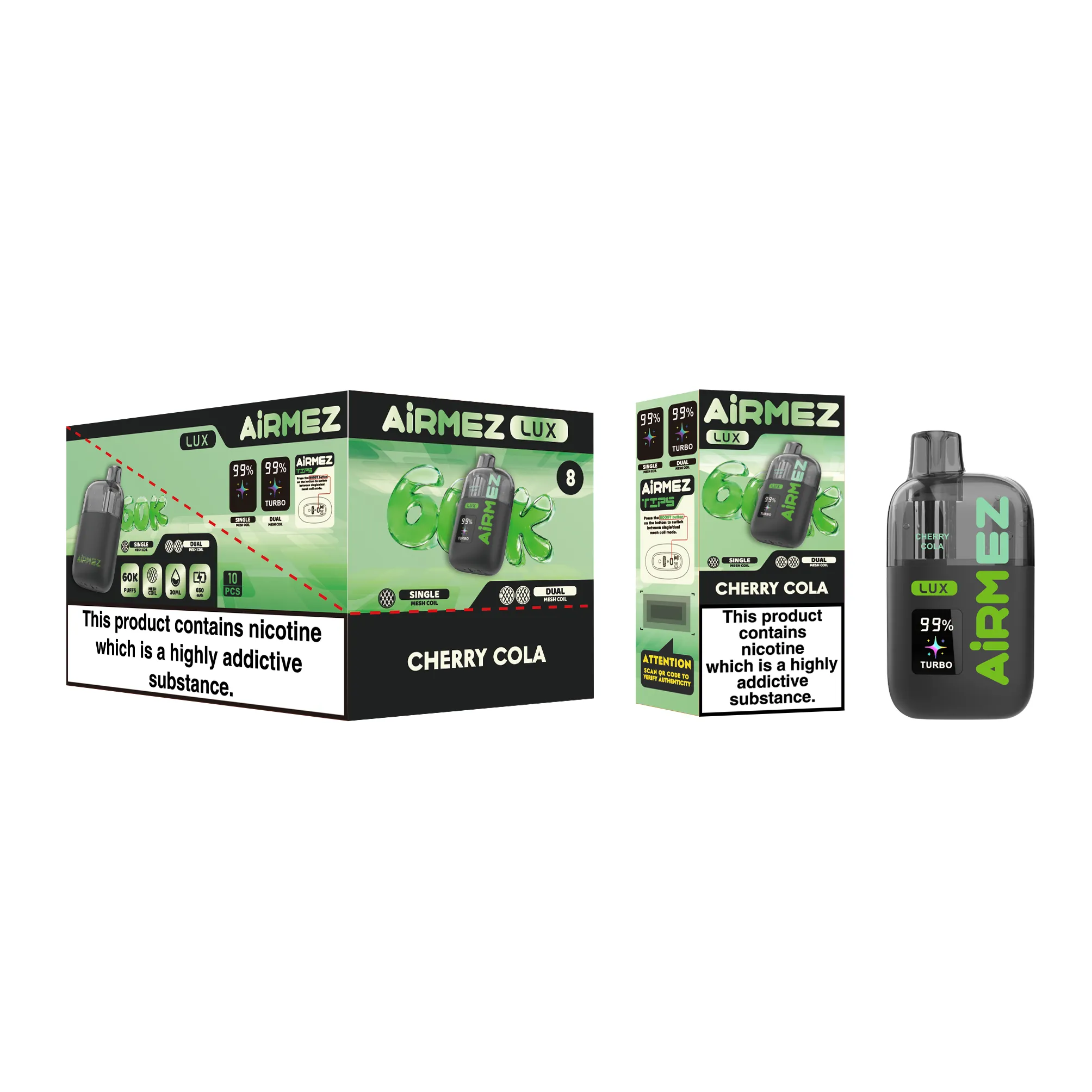 airmez lux 60k jednorazowy e papieros 2% – 60000 puffs | podwójna cewka mesh