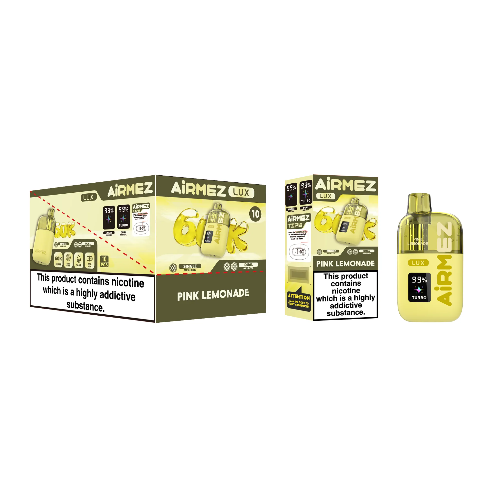 airmez lux 60k jednorazowy e papieros 2% – 60000 puffs | podwójna cewka mesh