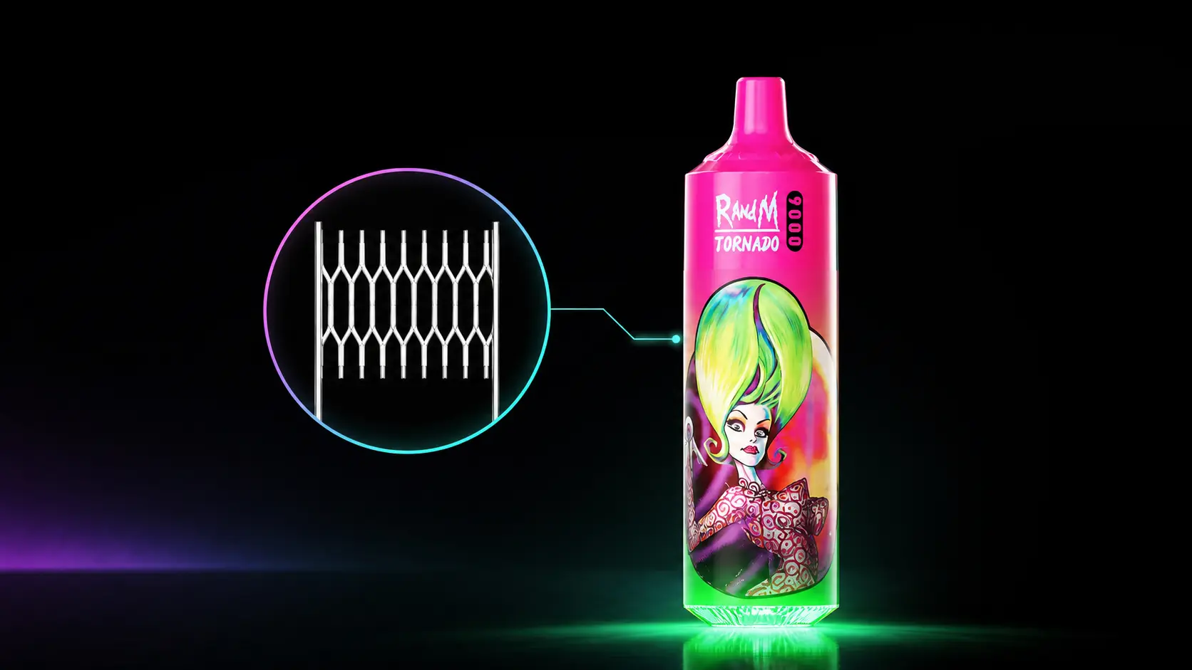 Fumot RandM Tornado 9000 Puffs szczegół technologii mesh coil
