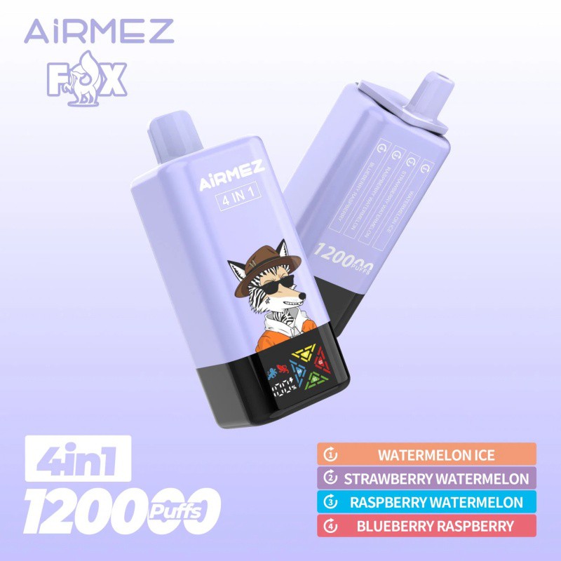 Porównanie dwóch e-papierosów jednorazowych: Stagbar 180K (z widocznymi sześcioma komorami) i Airmez Fox 120K (z czterema komorami), ułożonych obok siebie.